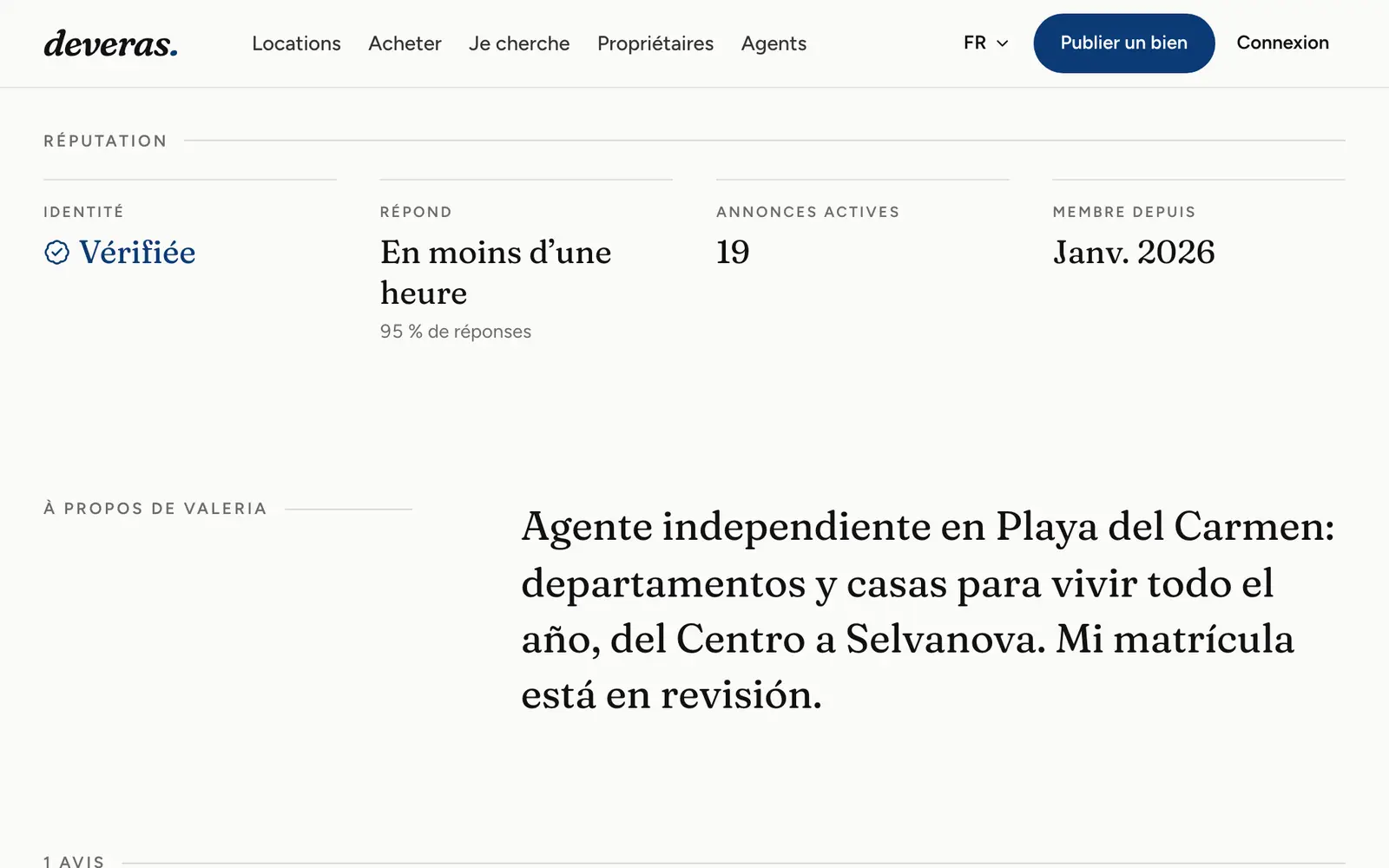 Bloc de réputation d'un profil d'agent