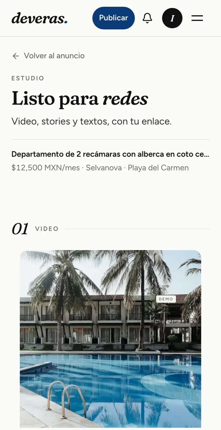 El estudio de Deveras en el celular: video, stories y textos de un anuncio