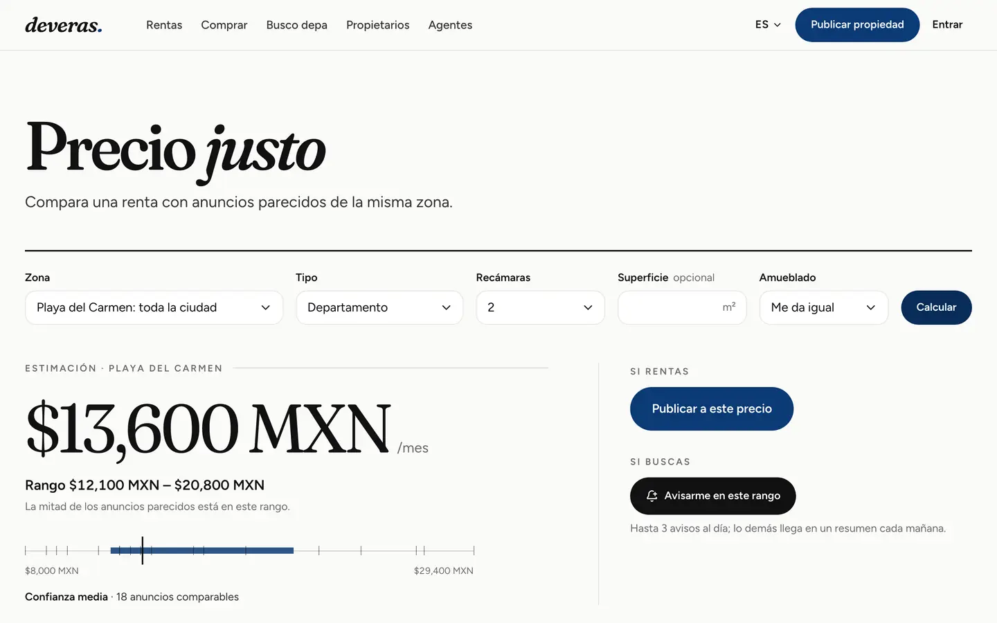 Precio justo: estimación de renta para un departamento de 2 recámaras